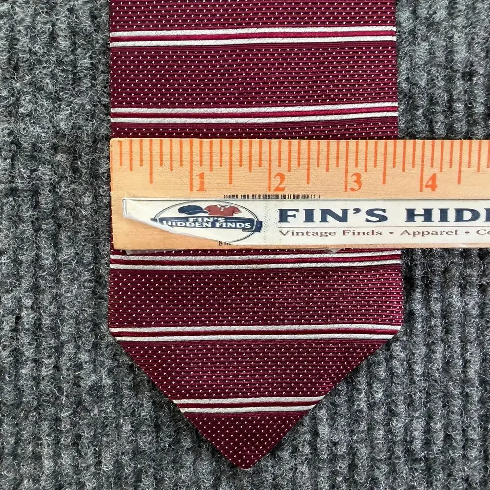 Bruno Piattelli Mens Tie 100% Italian Silk Burgundy Red Striped Necktie